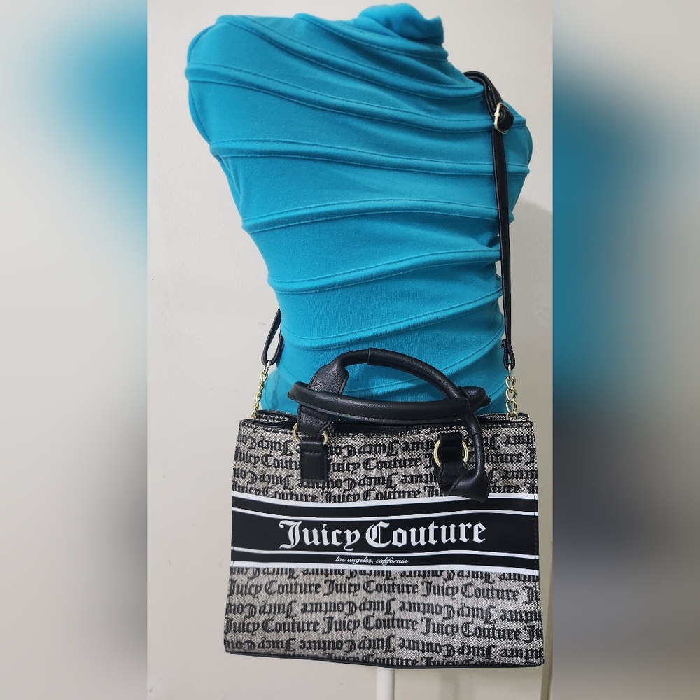 Juicy Couture Black /White Satchel Bag Adjustable Straps